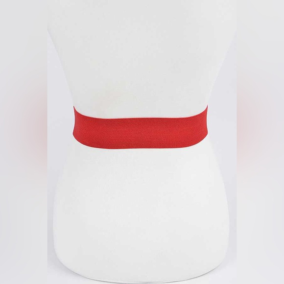 Gold Buckle Elastic Stretch Statement Waist Belt - Picture 7 of 8